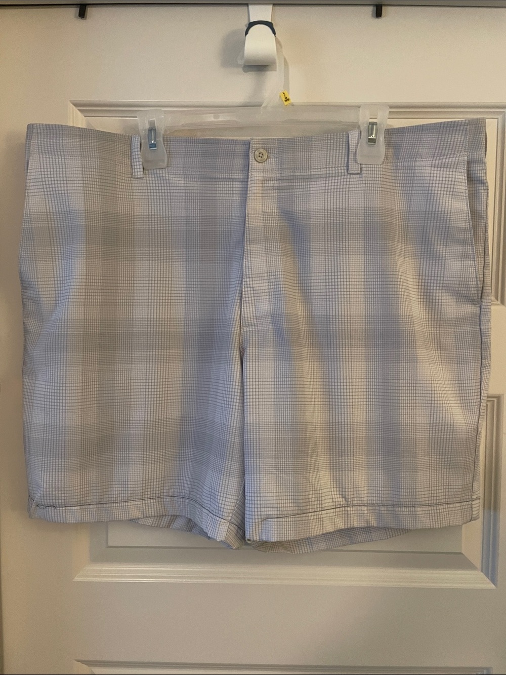 Hogan Light Blue and White Plaid Men's Shorts